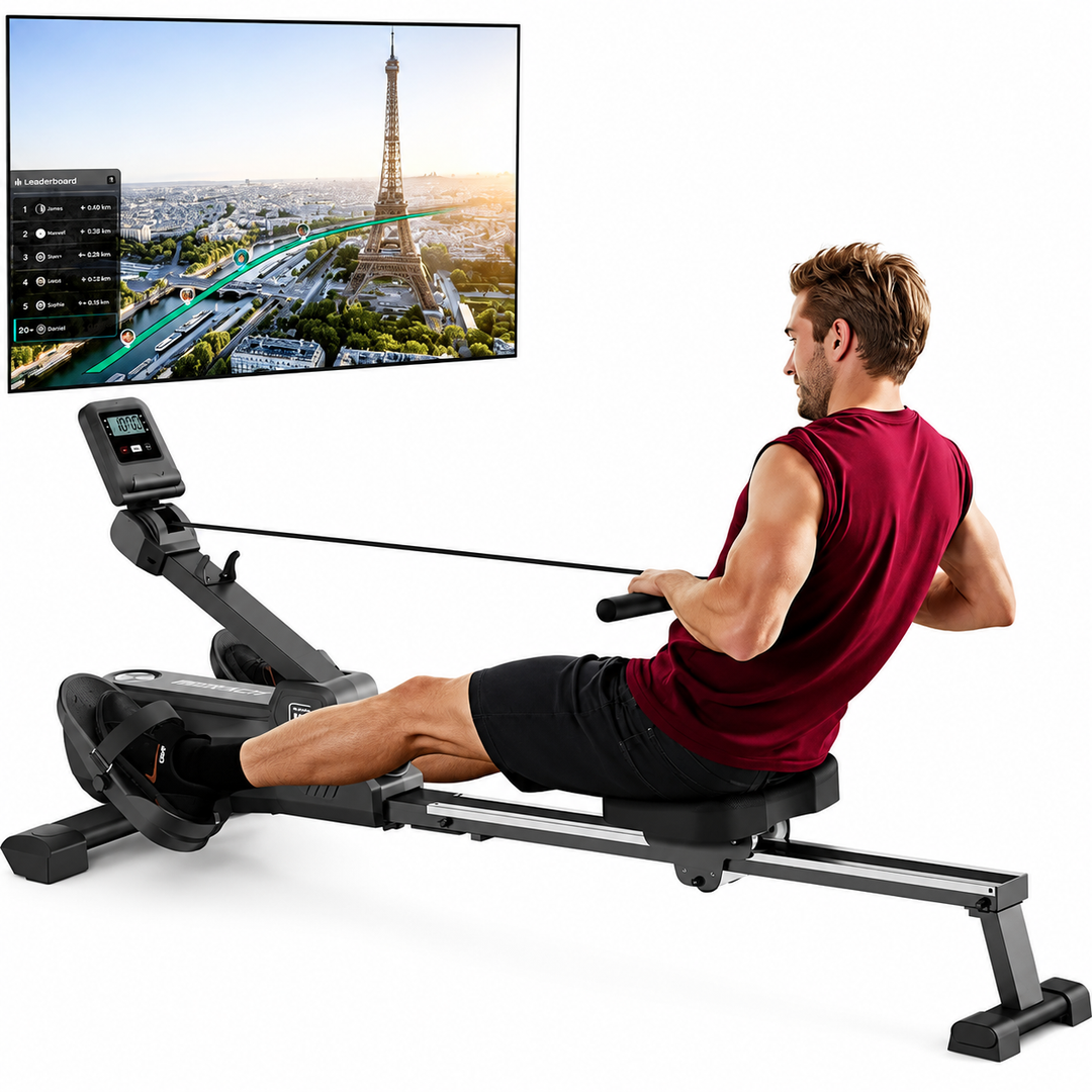 Premium Foldable Magnetic Rowing Machine for Home 16 Level Resistance Compact Cardio Trainer 350 lb Capacity Space Saving Full Body Workout