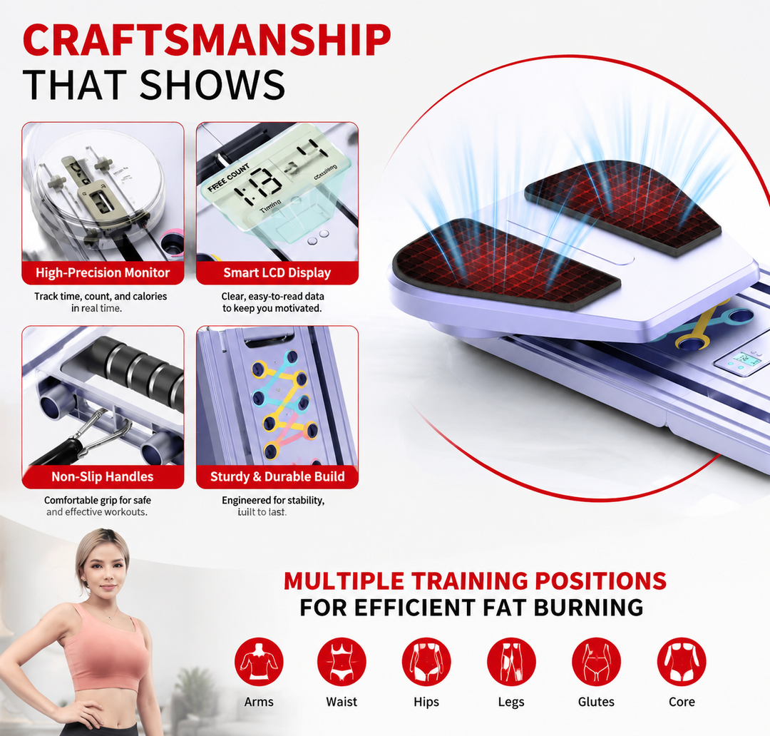 Premium Foldable Multifunctional Pilates Push Up Board Portable Home Gym Reformer Bodyweight Training Core Chest Shoulder Exercise Equipment Aluminum Frame