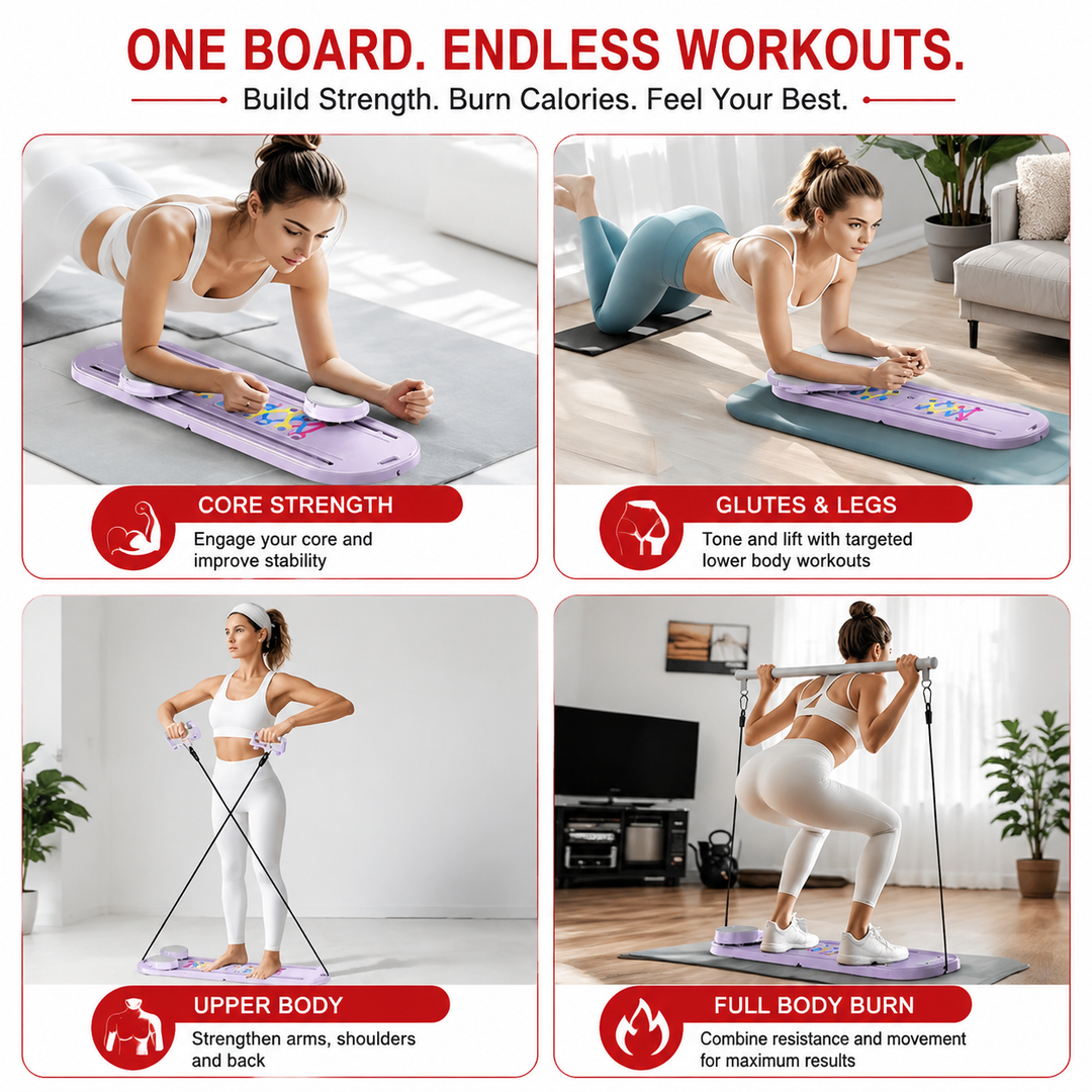 Premium Foldable Multifunctional Pilates Push Up Board Portable Home Gym Reformer Bodyweight Training Core Chest Shoulder Exercise Equipment Aluminum Frame