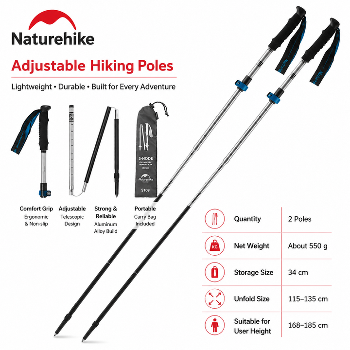 Premium Folding Walking Cane Telescopic Adjustable Hiking Stick Lightweight Aluminum Alloy Ergonomic Grip Non Slip Base Portable Travel Walking Support Stick