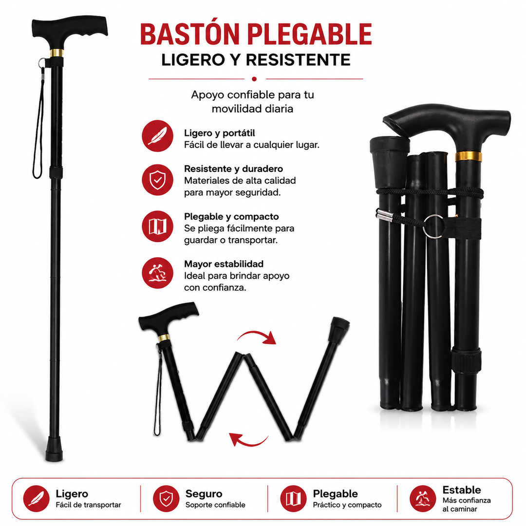 Premium Folding Walking Cane Telescopic Adjustable Hiking Stick Lightweight Aluminum Alloy Ergonomic Grip Non Slip Base Portable Travel Walking Support Stick