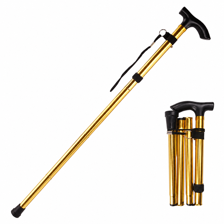 Premium Folding Walking Cane Telescopic Adjustable Hiking Stick Lightweight Aluminum Alloy Ergonomic Grip Non Slip Base Portable Travel Walking Support Stick