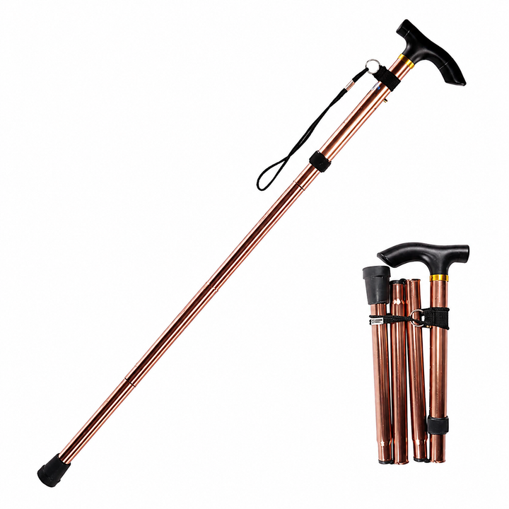 Premium Folding Walking Cane Telescopic Adjustable Hiking Stick Lightweight Aluminum Alloy Ergonomic Grip Non Slip Base Portable Travel Walking Support Stick