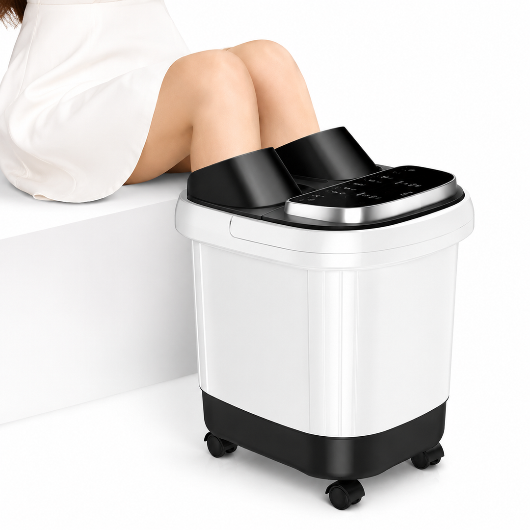 Premium Foot Spa Bath Massager Heat Roller Digital Control Foot Soak Spa Machine 12 Roller Shiatsu Massage Pedicure Stone Home Relaxation Foot Care Device