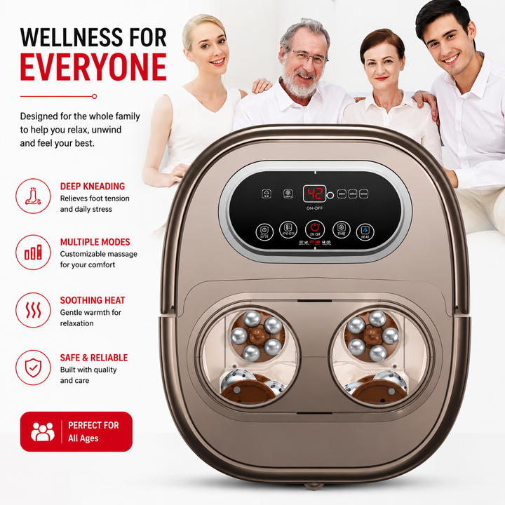 Premium Foot Spa Bath Massager Heat Roller Digital Control Foot Soak Spa Machine 12 Roller Shiatsu Massage Pedicure Stone Home Relaxation Foot Care Device