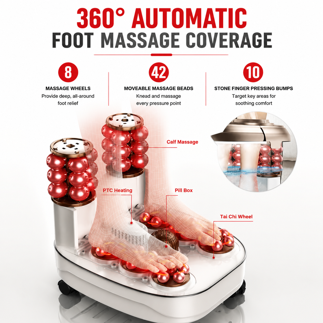 Premium Foot Spa Bath Massager Heat Roller Digital Control Foot Soak Spa Machine 12 Roller Shiatsu Massage Pedicure Stone Home Relaxation Foot Care Device