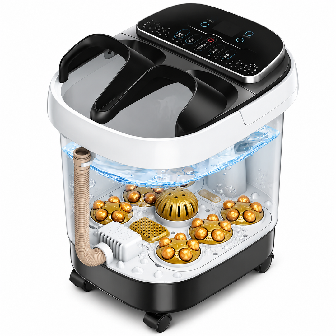 Premium Foot Spa Bath Massager Heat Roller Digital Control Foot Soak Spa Machine 12 Roller Shiatsu Massage Pedicure Stone Home Relaxation Foot Care Device