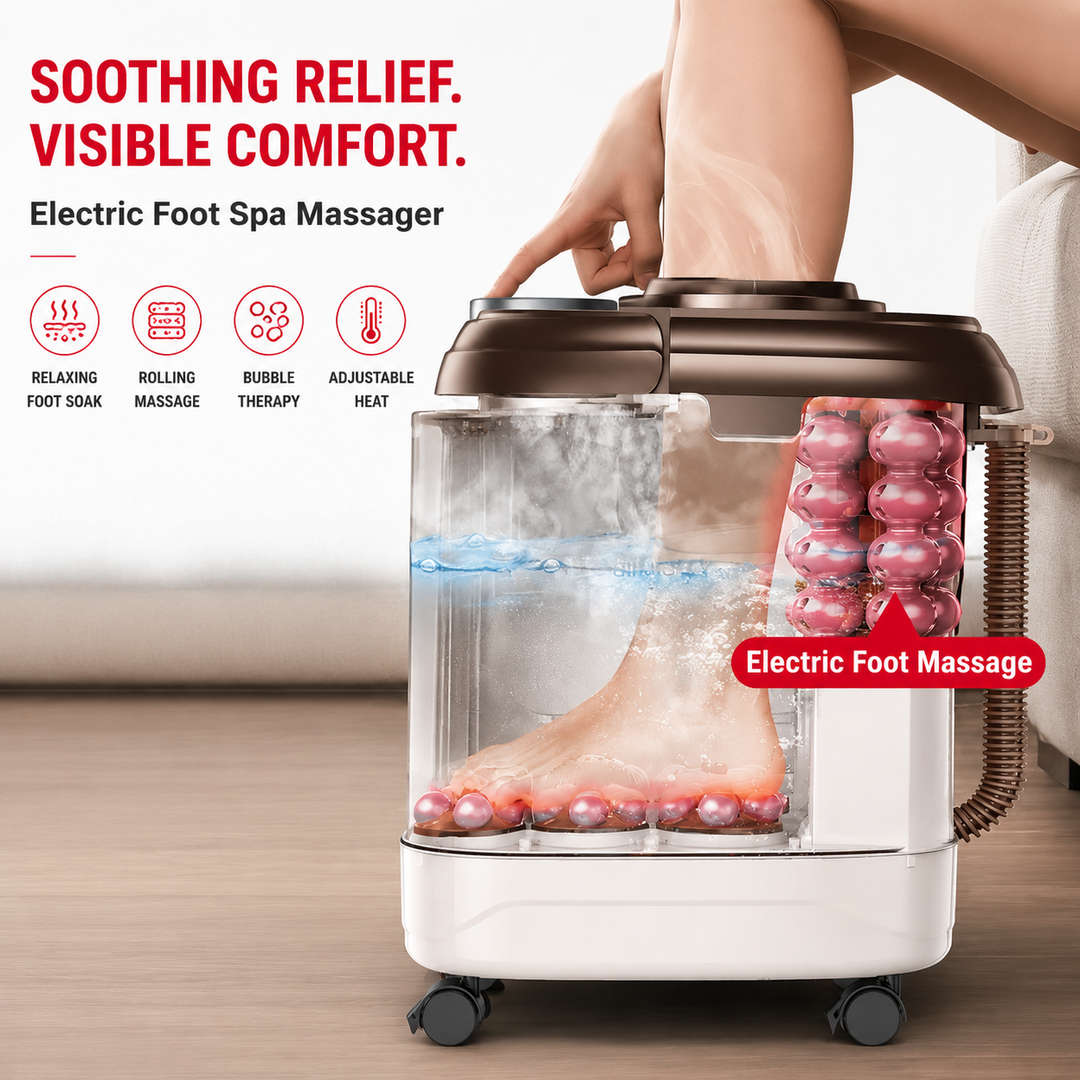 Premium Foot Spa Bath Massager Heat Roller Digital Control Foot Soak Spa Machine 12 Roller Shiatsu Massage Pedicure Stone Home Relaxation Foot Care Device