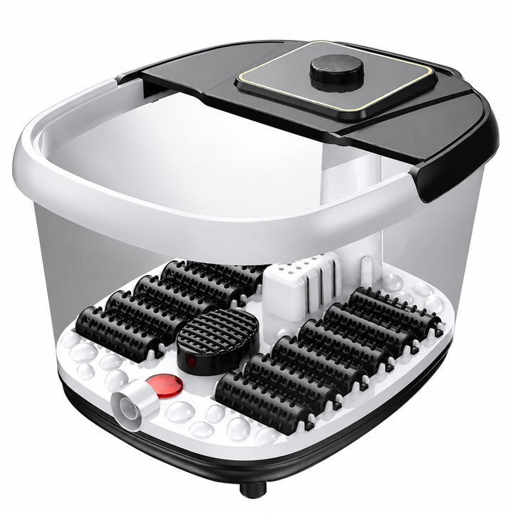 Premium Foot Spa Bath Massager Heat Roller Digital Control Foot Soak Spa Machine 12 Roller Shiatsu Massage Pedicure Stone Home Relaxation Foot Care Device