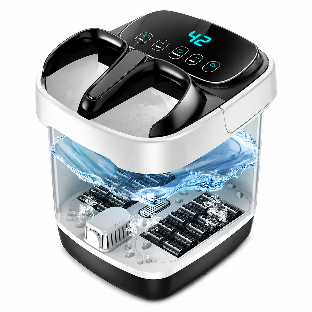 Premium Foot Spa Bath Massager Heat Roller Digital Control Foot Soak Spa Machine 12 Roller Shiatsu Massage Pedicure Stone Home Relaxation Foot Care Device