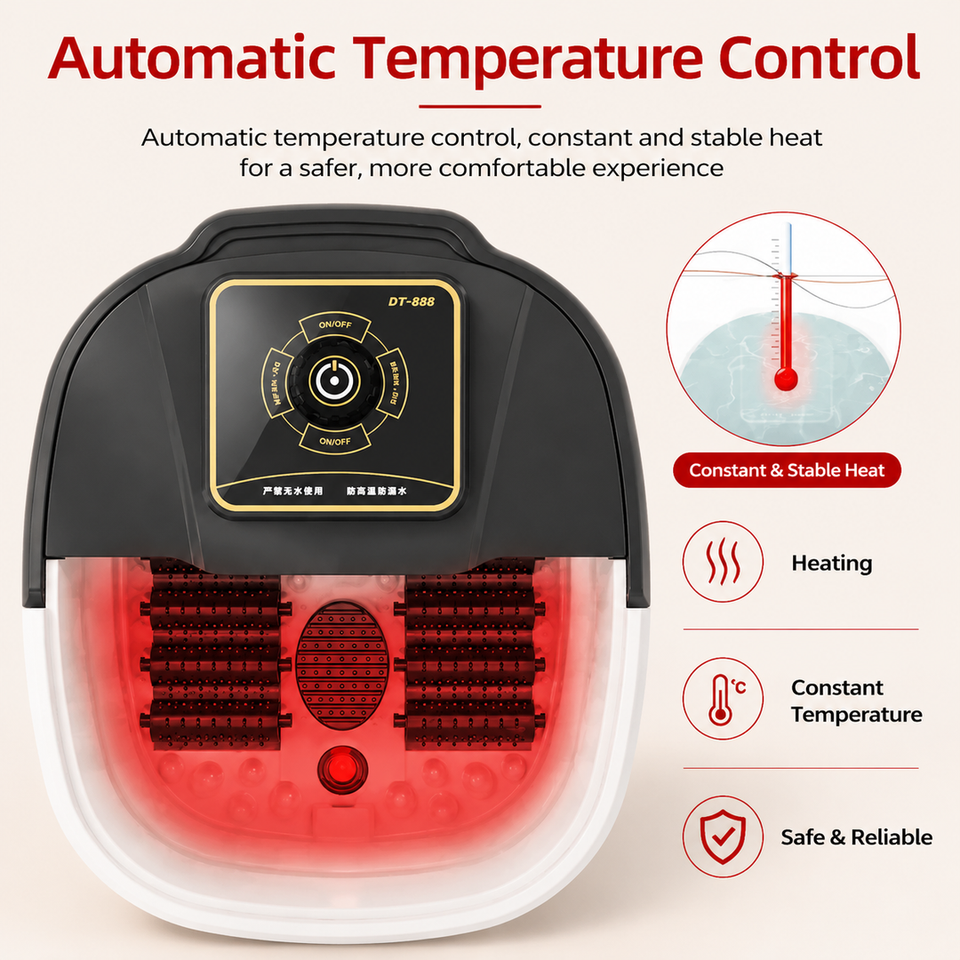 Premium Foot Spa Bath Massager with Heat 12 Rollers Digital Control Adjustable Temperature Timer Pedicure Stone Home Foot Soak Massage Device Relaxation Therapy