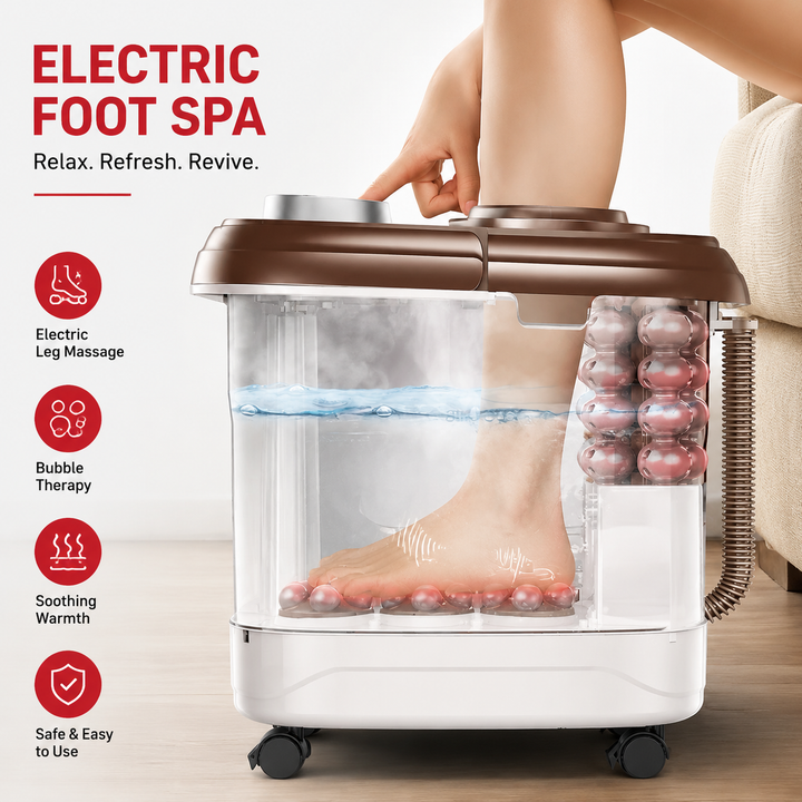 Premium Foot Spa Bath Massager with Heat 12 Rollers Digital Control Adjustable Temperature Timer Pedicure Stone Home Foot Soak Massage Device Relaxation Therapy