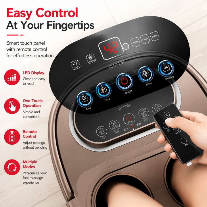 Premium Foot Spa Bath Massager with Heat 12 Rollers Digital Control Adjustable Temperature Timer Pedicure Stone Home Foot Soak Massage Device Relaxation Therapy