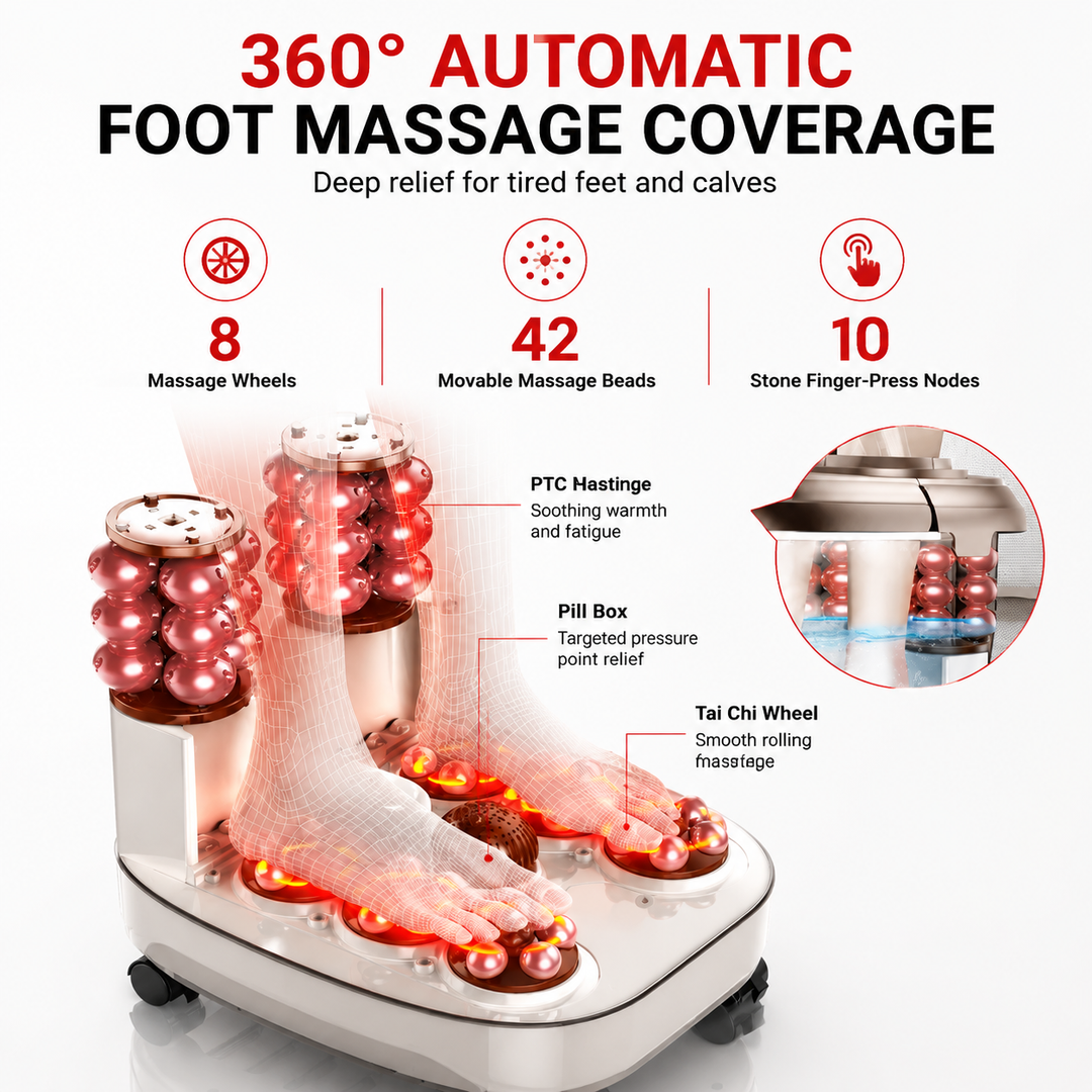Premium Foot Spa Bath Massager with Heat 12 Rollers Digital Control Adjustable Temperature Timer Pedicure Stone Home Foot Soak Massage Device Relaxation Therapy