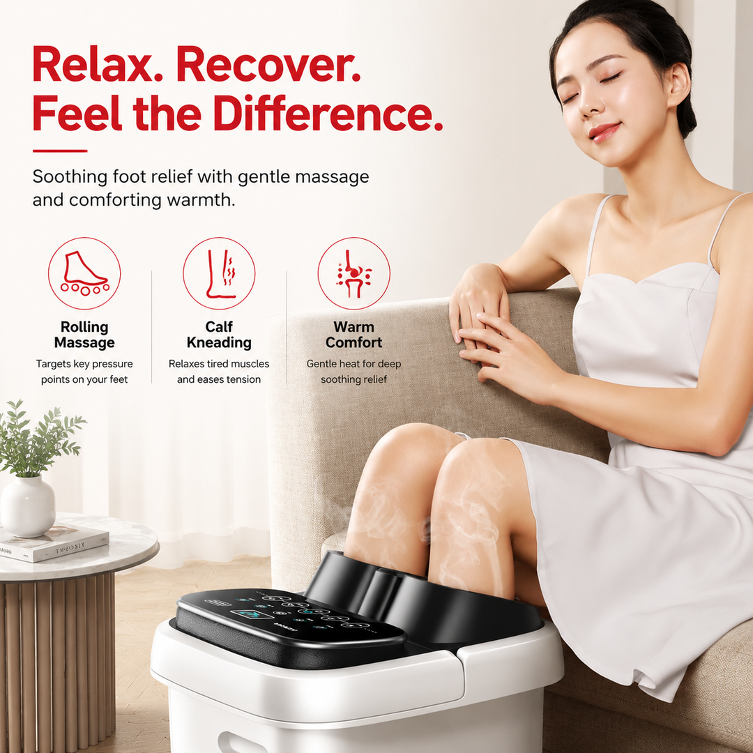 Premium Foot Spa Bath Massager with Heat 12 Rollers Digital Control Adjustable Temperature Timer Pedicure Stone Home Foot Soak Massage Device Relaxation Therapy