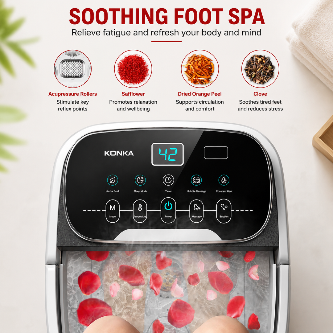 Premium Foot Spa Bath Massager with Heat 12 Rollers Digital Control Adjustable Temperature Timer Pedicure Stone Home Foot Soak Massage Device Relaxation Therapy