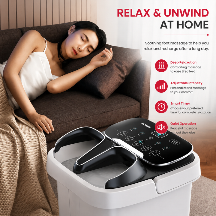 Premium Foot Spa Bath Massager with Heat 12 Rollers Digital Control Adjustable Temperature Timer Pedicure Stone Home Foot Soak Massage Device Relaxation Therapy