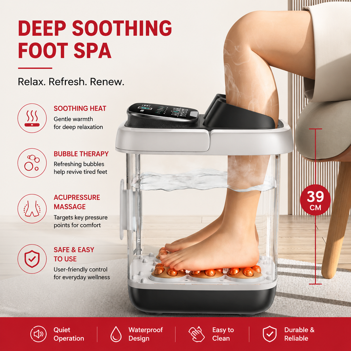 Premium Foot Spa Bath Massager with Heat 12 Rollers Digital Control Adjustable Temperature Timer Pedicure Stone Home Foot Soak Massage Device Relaxation Therapy