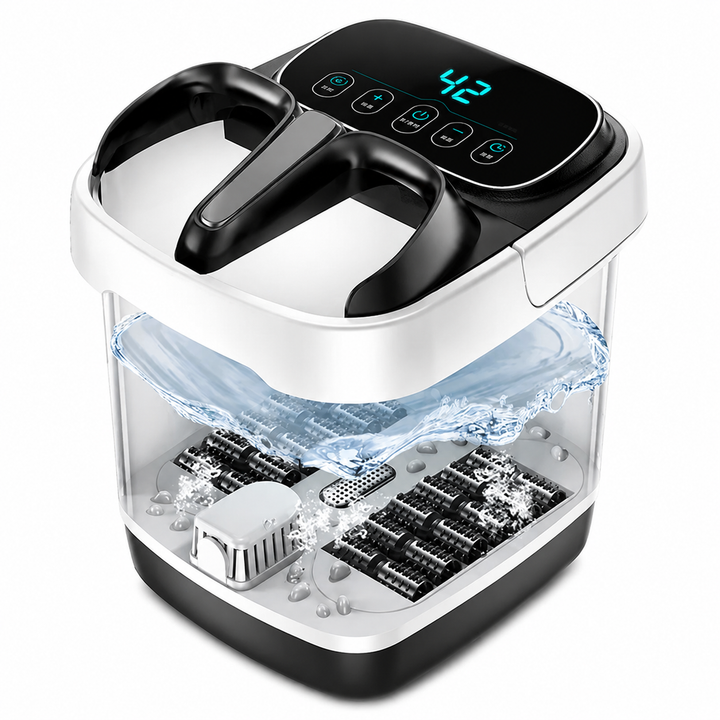 Premium Foot Spa Bath Massager with Heat 12 Rollers Digital Control Adjustable Temperature Timer Pedicure Stone Home Foot Soak Massage Device Relaxation Therapy