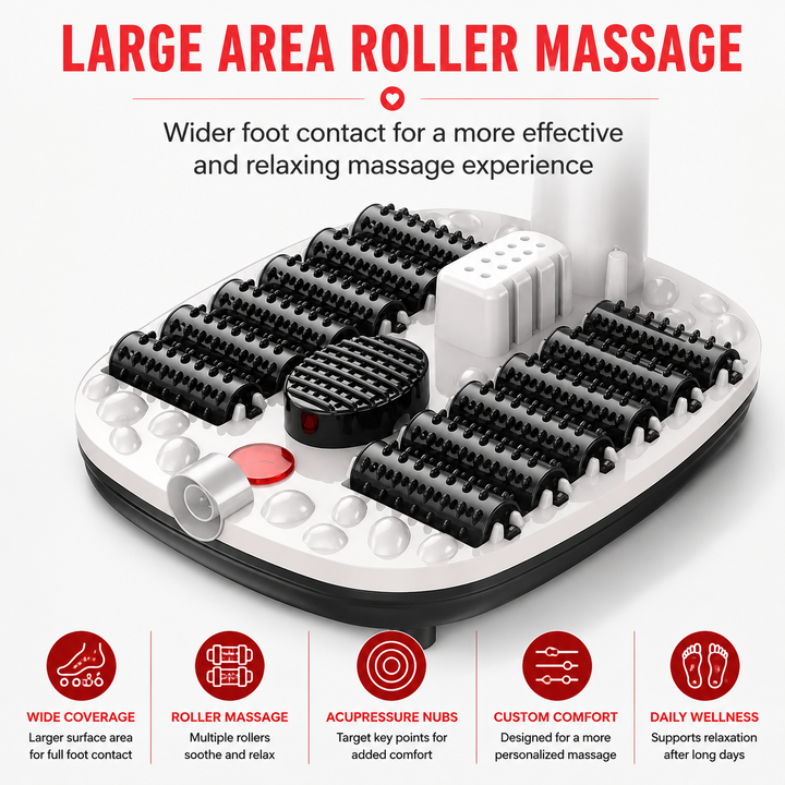 Premium Foot Spa Bath Massager with Heat 12 Rollers Digital Temperature Control Pedicure Stone Adjustable Timer Foot Soak Relaxation Home Care Device