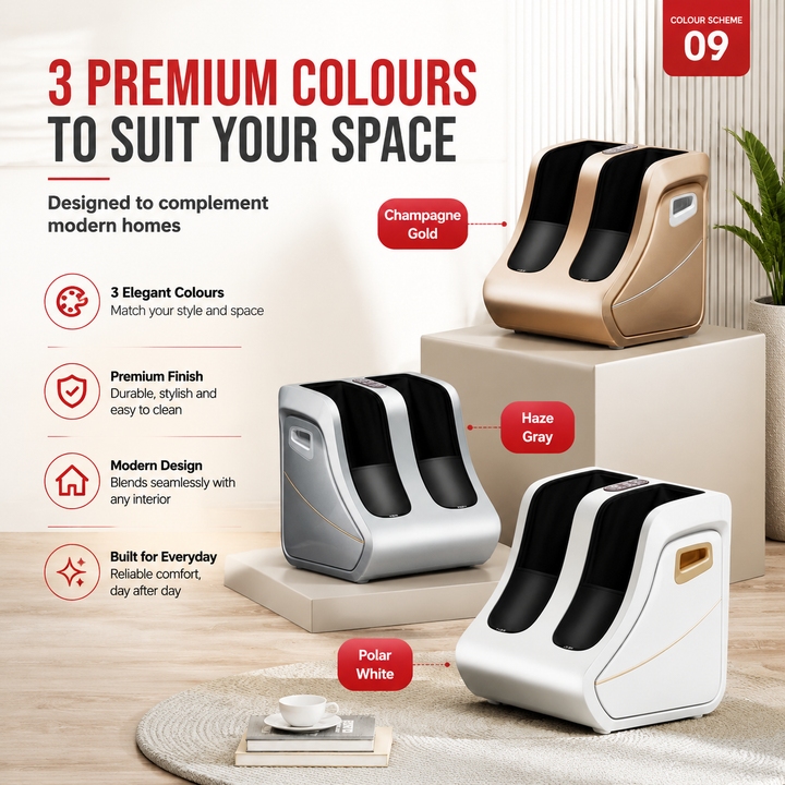 Premium Foot and Calf Massager Shiatsu Kneading Air Compression Heating Massage Machine Adjustable Modes Heat Therapy Relaxation Home Use Device