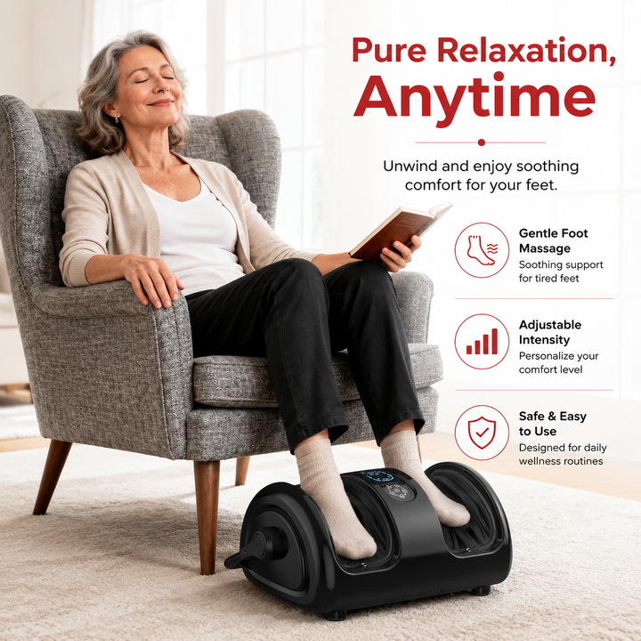 Premium Foot and Calf Massager with Heat Shiatsu Kneading Leg Massage Machine Vibration Rollers Adjustable Intensity Washable Covers Home Relaxation Therapy Device