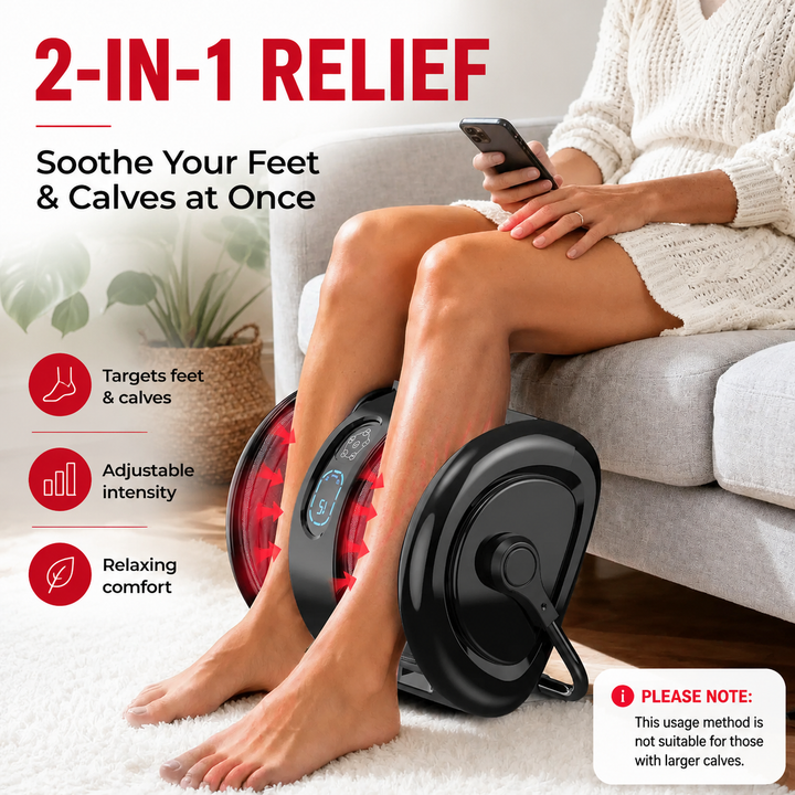 Premium Foot and Calf Massager with Heat Shiatsu Kneading Leg Massage Machine Vibration Rollers Adjustable Intensity Washable Covers Home Relaxation Therapy Device