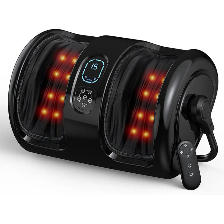 Premium Foot and Calf Massager with Heat Shiatsu Kneading Leg Massage Machine Vibration Rollers Adjustable Intensity Washable Covers Home Relaxation Therapy Device