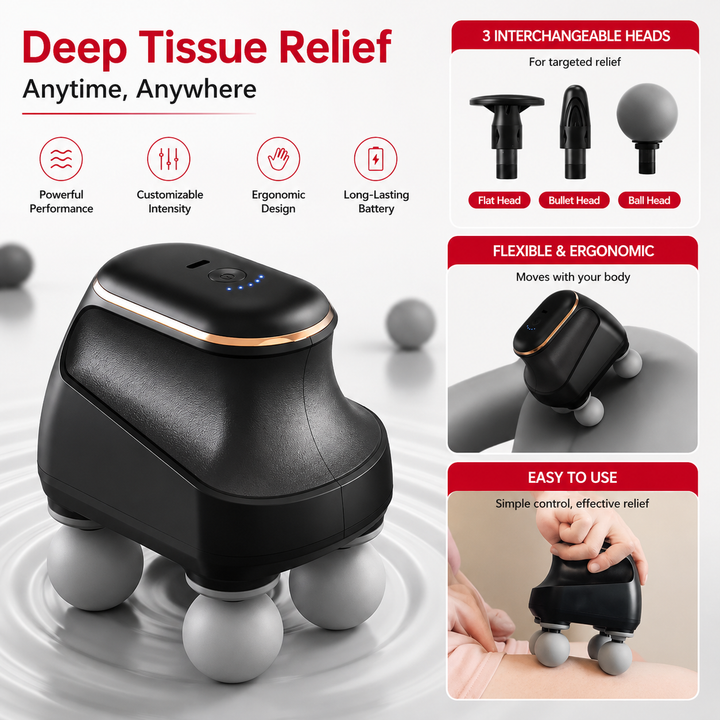 Premium Four Head Massage Gun High Frequency Percussion Muscle Massager Neck Shoulder Waist Body Relief Portable Rechargeable Fascia Device