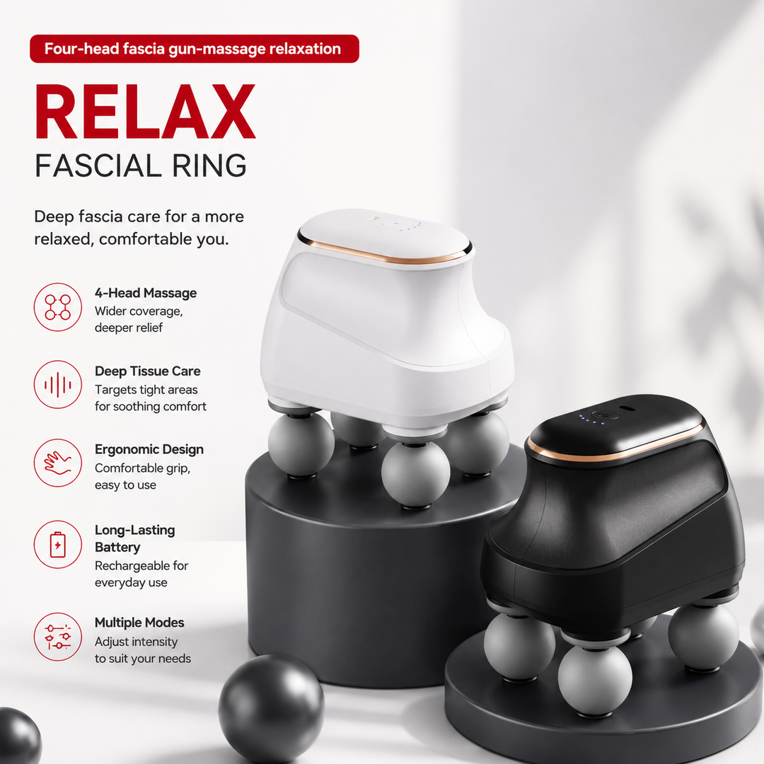 Premium Four Head Massage Gun High Frequency Percussion Muscle Massager Neck Shoulder Waist Body Relief Portable Rechargeable Fascia Device