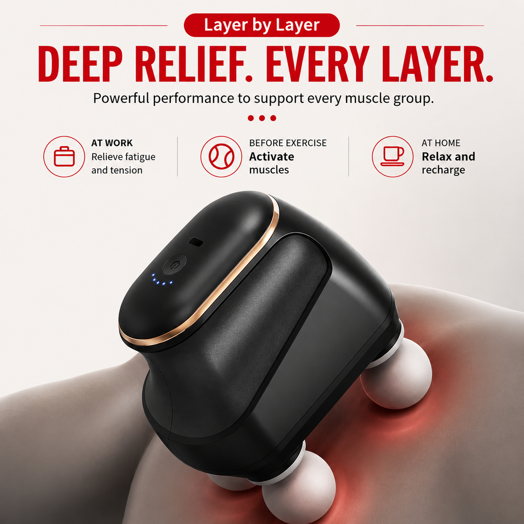 Premium Four Head Massage Gun High Frequency Percussion Muscle Massager Neck Shoulder Waist Body Relief Portable Rechargeable Fascia Device