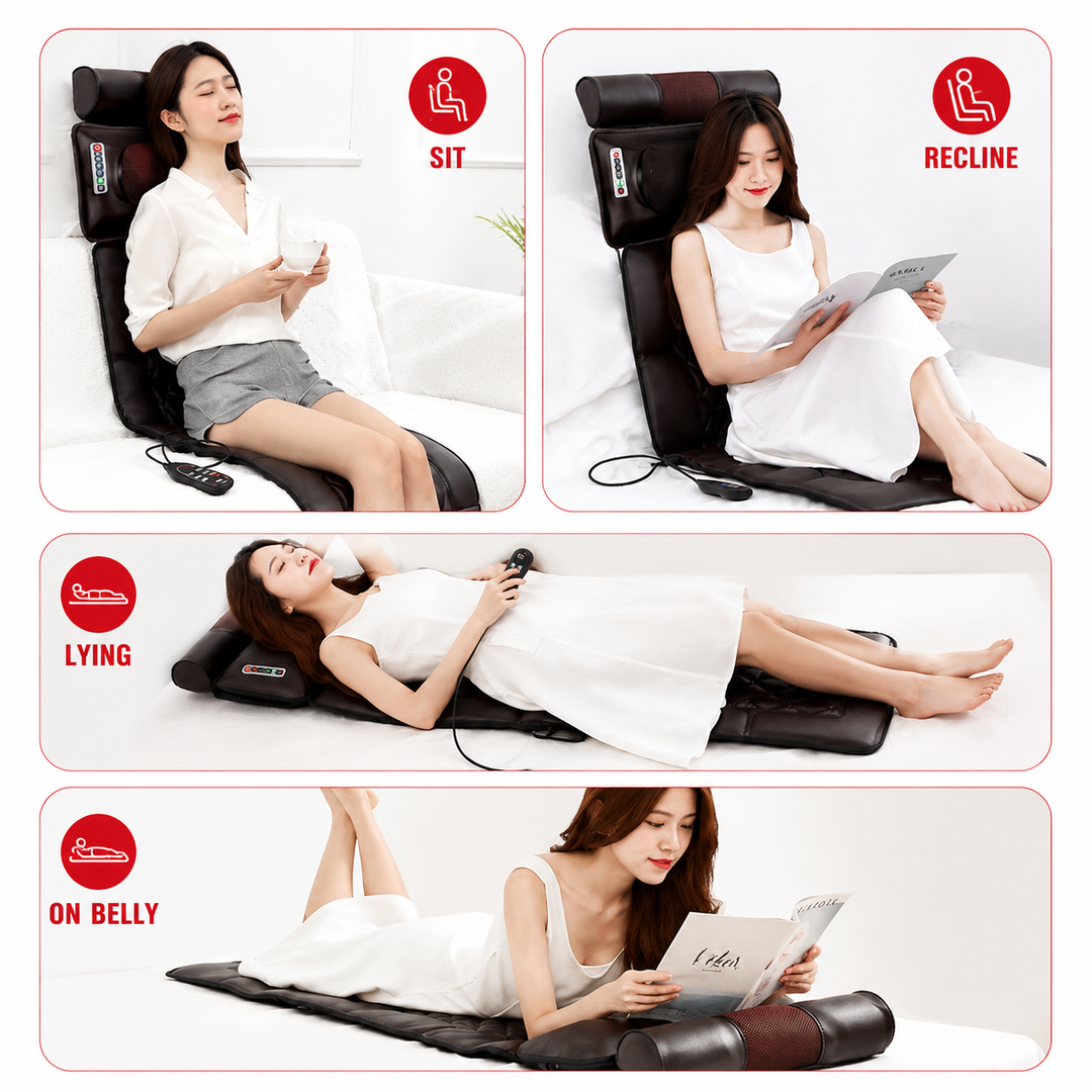 Premium Full Body Electric Massage Mattress Heating Vibration Body Relaxation Mat Neck Back Foot Pain Relief Massage Pad Home Use Comfort