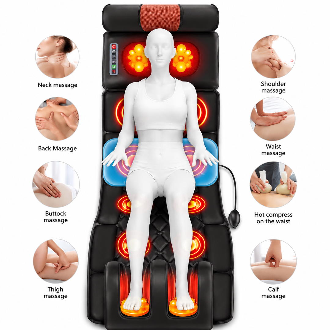 Premium Full Body Electric Massage Mattress Heating Vibration Body Relaxation Mat Neck Back Foot Pain Relief Massage Pad Home Use Comfort