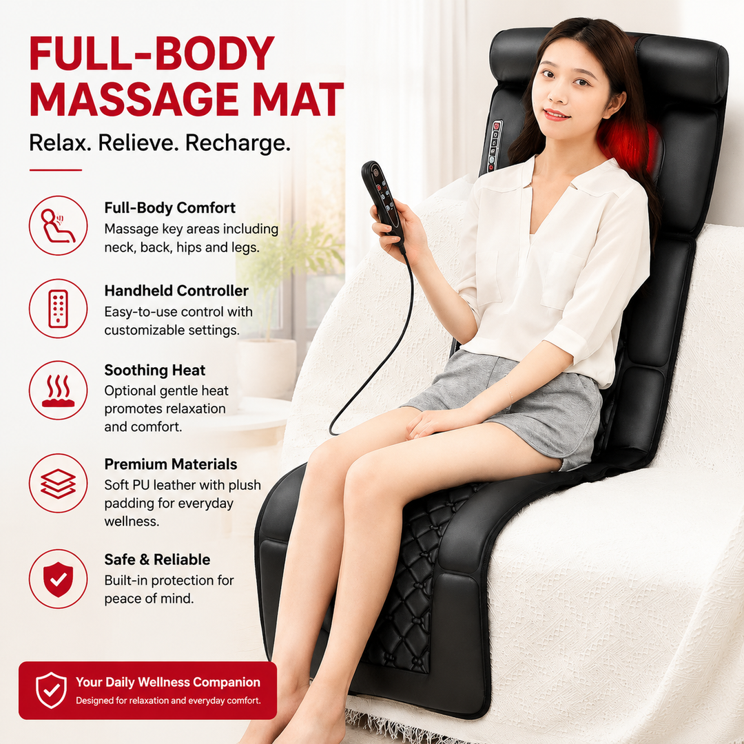 Premium Full Body Electric Massage Mattress Heating Vibration Kneading Graphene Heat Massage Pad Neck Back Leg Pain Relief Relaxation Home Use