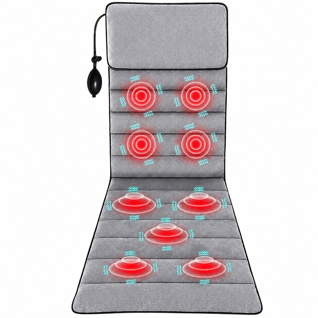 Premium Full Body Electric Massage Mattress Heating Vibration Kneading Graphene Heat Massage Pad Neck Back Leg Pain Relief Relaxation Home Use