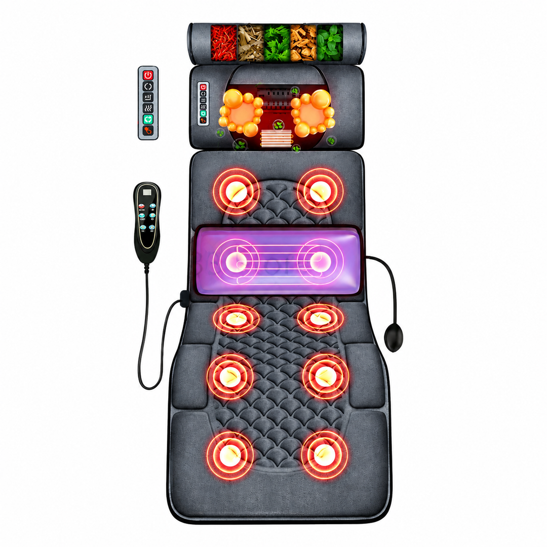 Premium Full Body Electric Massage Mattress Heating Vibration Kneading Graphene Heat Massage Pad Neck Back Leg Pain Relief Relaxation Home Use