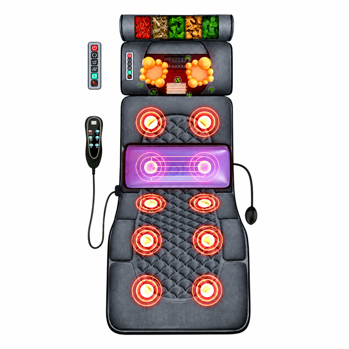 Premium Full Body Electric Massage Mattress Heating Vibration Kneading Graphene Heat Massage Pad Neck Back Leg Pain Relief Relaxation Home Use