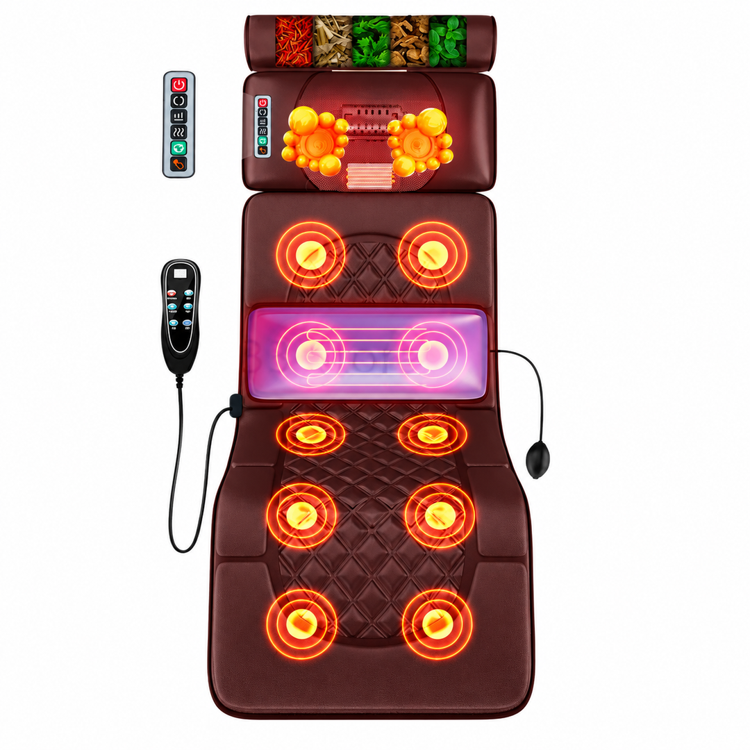 Premium Full Body Electric Massage Mattress Heating Vibration Kneading Graphene Heat Massage Pad Neck Back Leg Pain Relief Relaxation Home Use