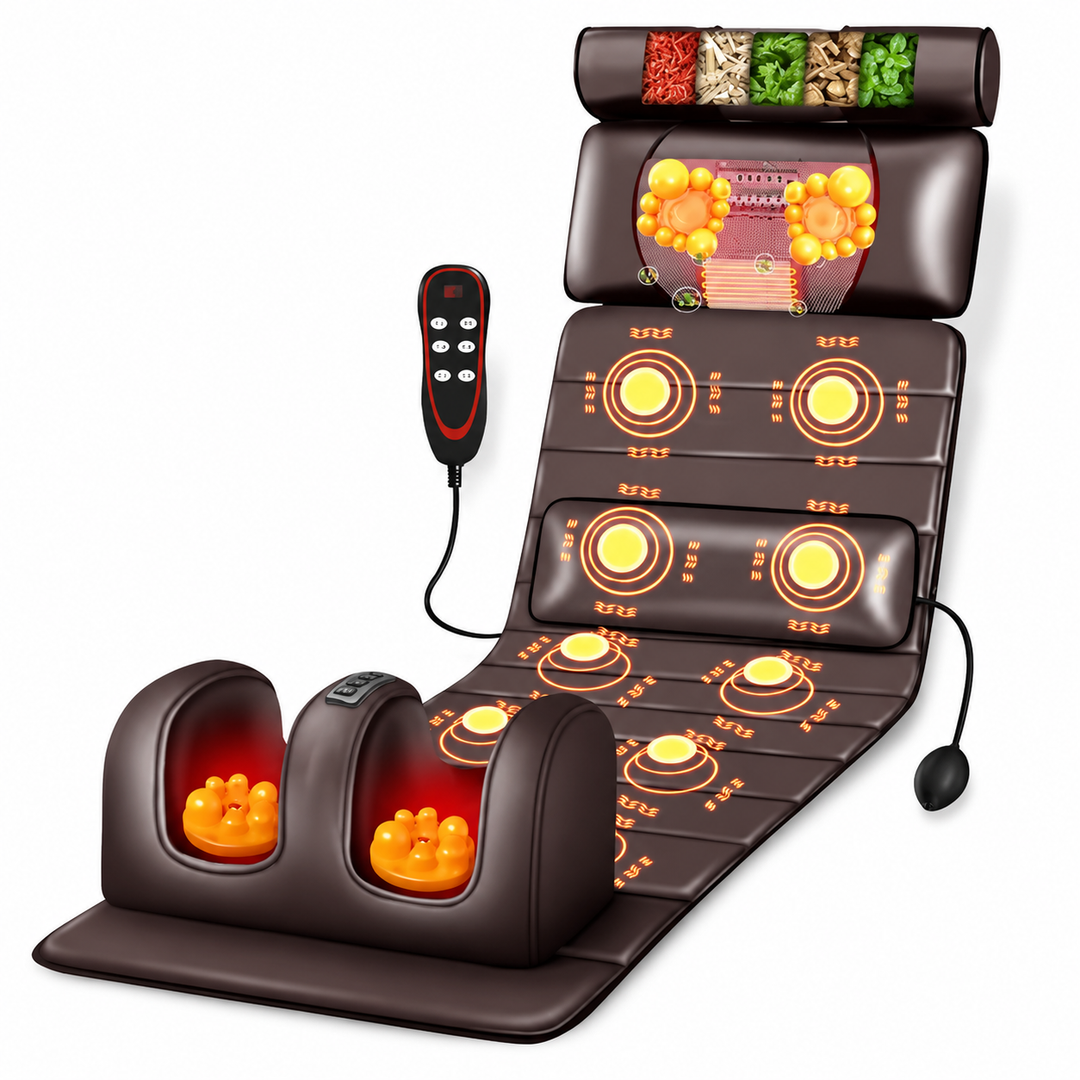 Premium Full Body Electric Massage Mattress Heating Vibration Kneading Graphene Heat Massage Pad Neck Back Leg Pain Relief Relaxation Home Use
