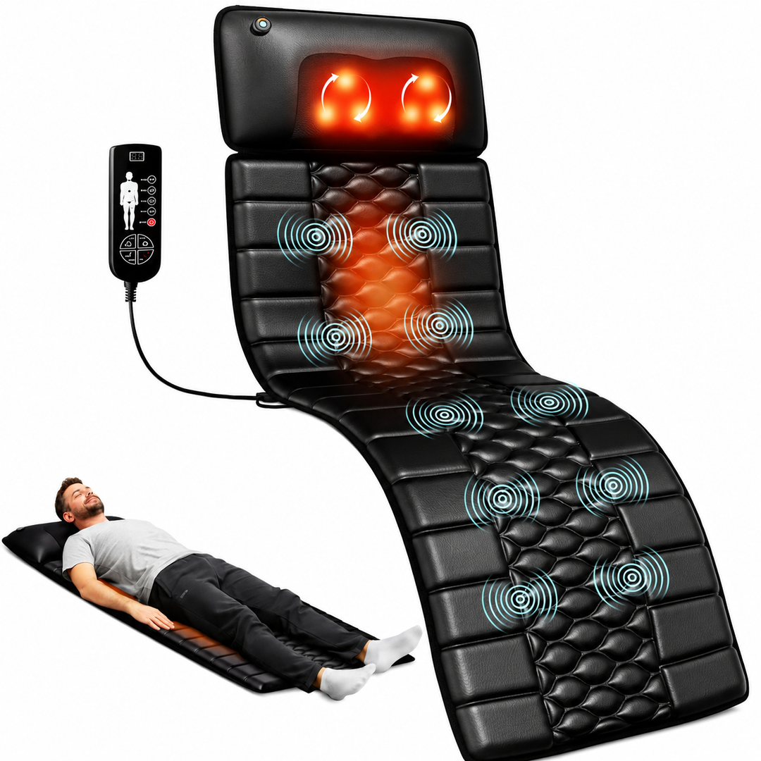 Premium Full Body Massage Mat with Heat Shiatsu Electric Massage Pad Vibration Back Neck Leg Foot Relaxation Mat Home Use Adjustable Intensity Timer