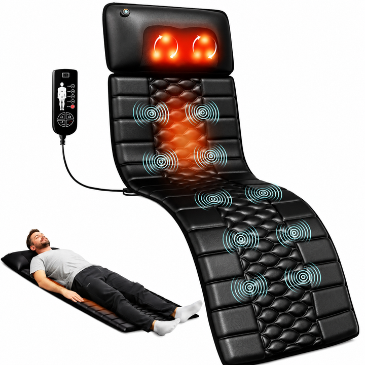 Premium Full Body Massage Mat with Heat Shiatsu Electric Massage Pad Vibration Back Neck Leg Foot Relaxation Mat Home Use Adjustable Intensity Timer