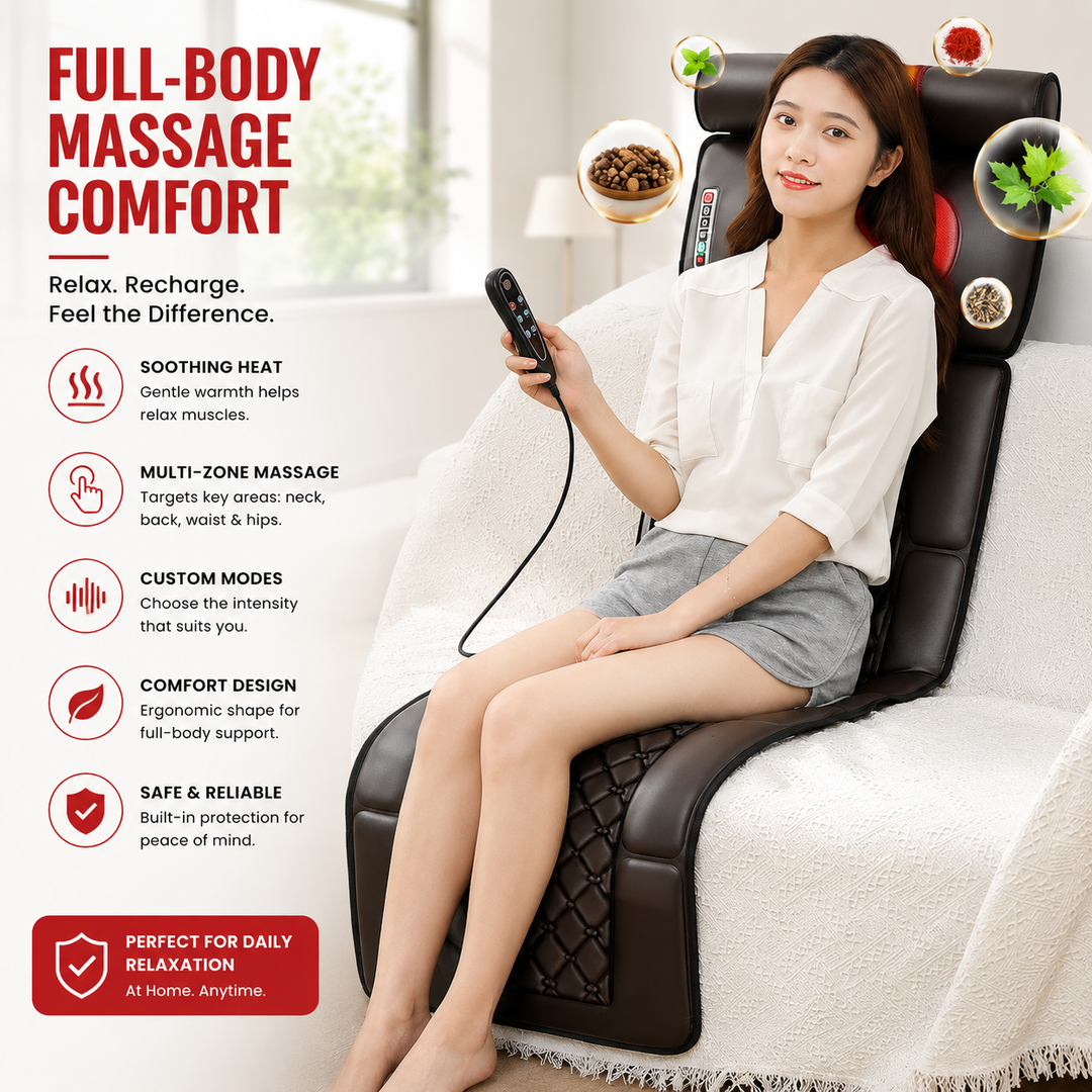 Premium Full Body Massage Mattress Electric Heating Vibration Pad 96 Nodes Graphene Heat Remote Control for Home Office Bed Sofa Daily Use Comfort