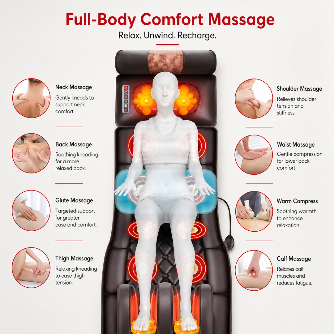 Premium Full Body Massage Mattress Electric Heating Vibration Pad 96 Nodes Graphene Heat Remote Control for Home Office Bed Sofa Daily Use Comfort