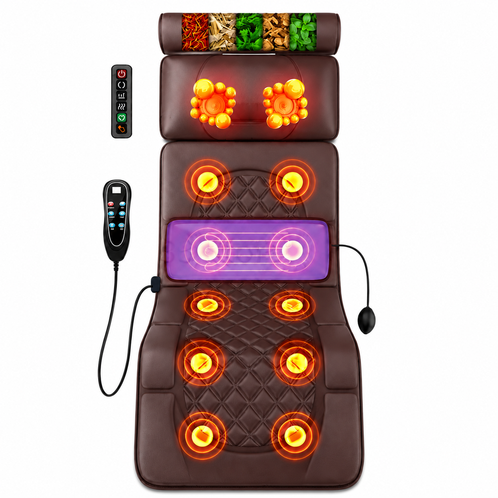 Premium Full Body Massage Mattress Electric Heating Vibration Pad 96 Nodes Graphene Heat Remote Control for Home Office Bed Sofa Daily Use Comfort