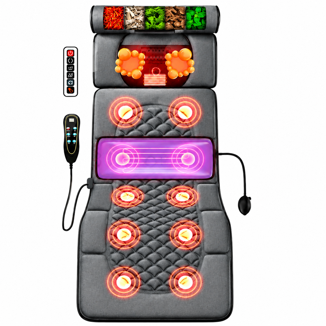 Premium Full Body Massage Mattress Electric Heating Vibration Pad 96 Nodes Graphene Heat Remote Control for Home Office Bed Sofa Daily Use Comfort