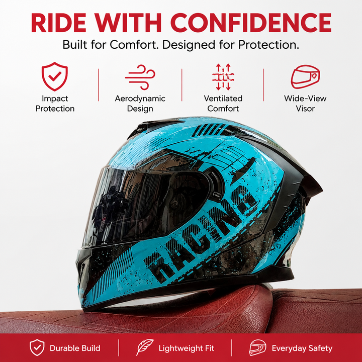 Premium Full Face Motorcycle Helmet Double Lens Inner Sun Visor Lightweight ABS Shell Removable Nose Guard Quick Release Buckle M L XL Sizes