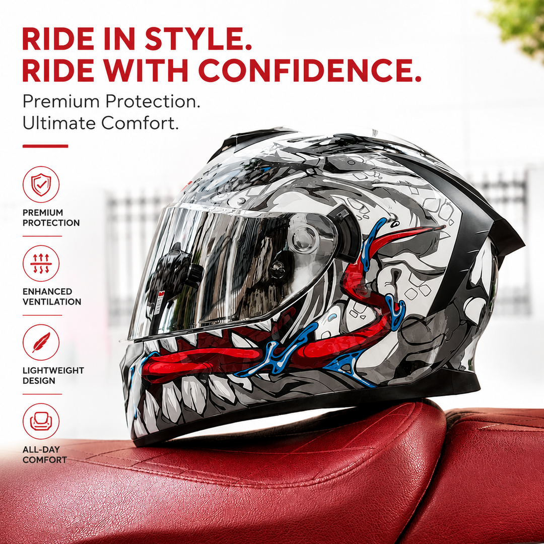 Premium Full Face Motorcycle Helmet Double Lens Inner Sun Visor Lightweight ABS Shell Removable Nose Guard Quick Release Buckle M L XL Sizes