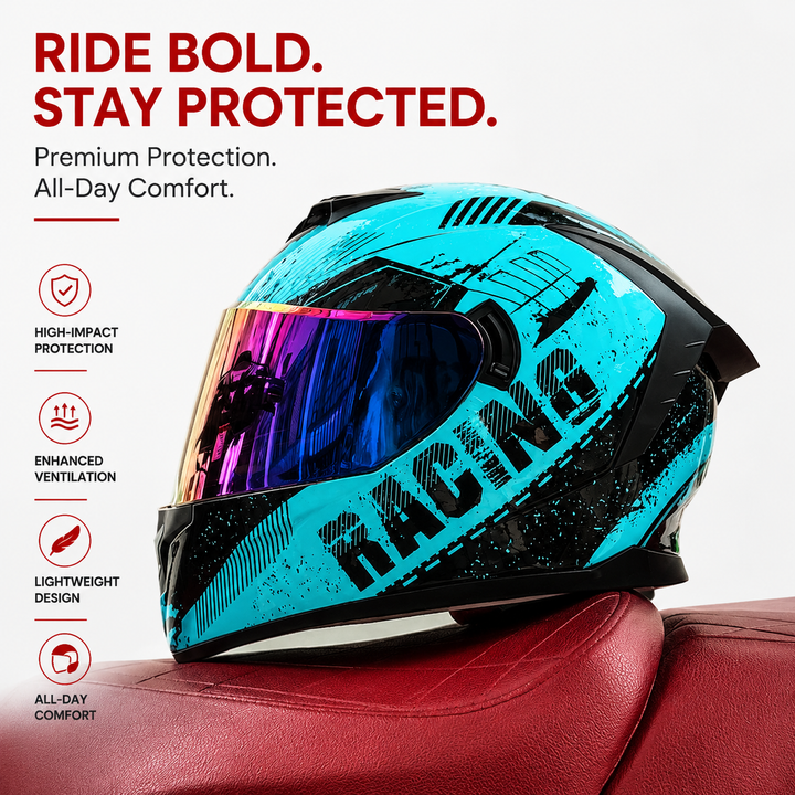 Premium Full Face Motorcycle Helmet Double Lens Inner Sun Visor Lightweight ABS Shell Removable Nose Guard Quick Release Buckle M L XL Sizes