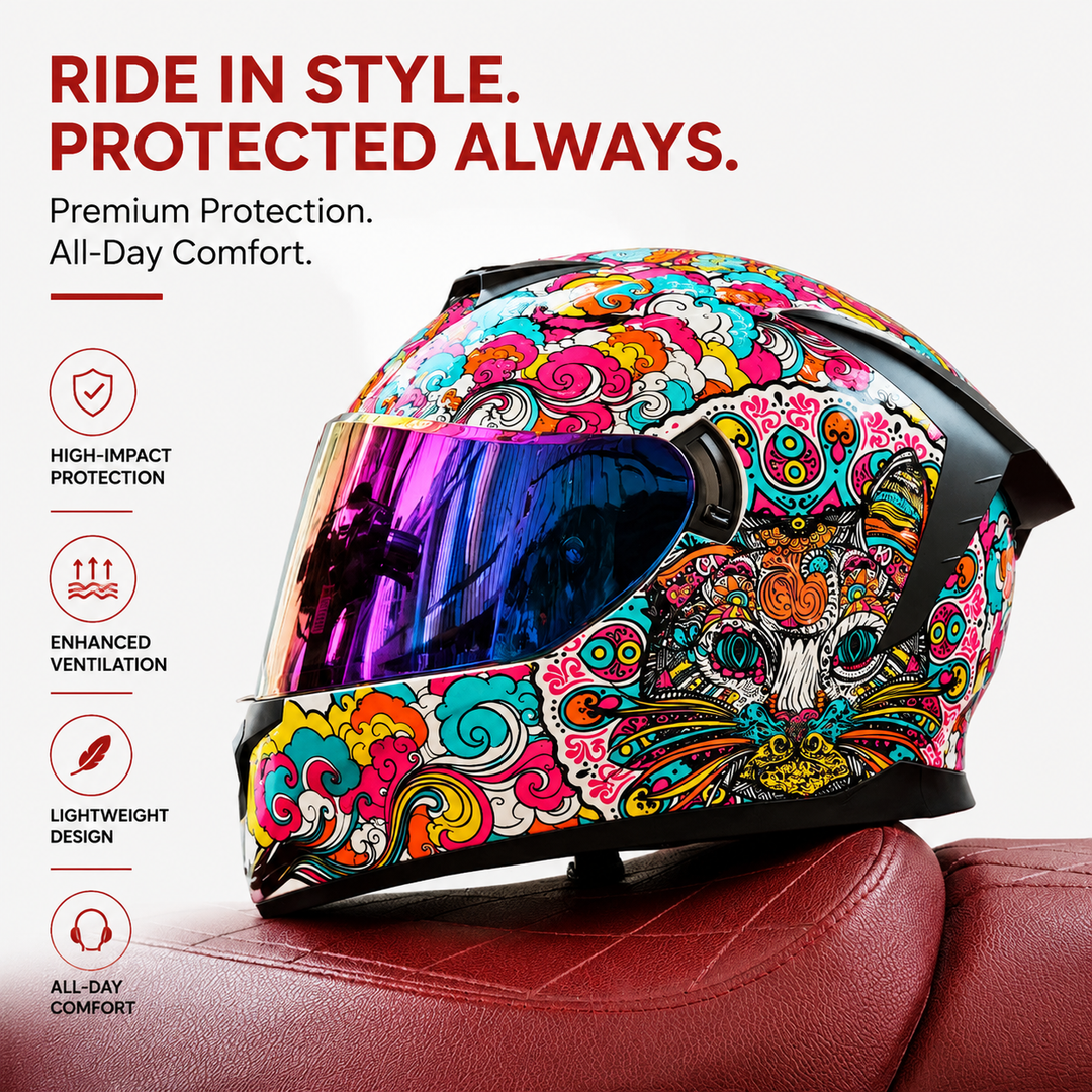 Premium Full Face Motorcycle Helmet Double Lens Inner Sun Visor Lightweight ABS Shell Removable Nose Guard Quick Release Buckle M L XL Sizes