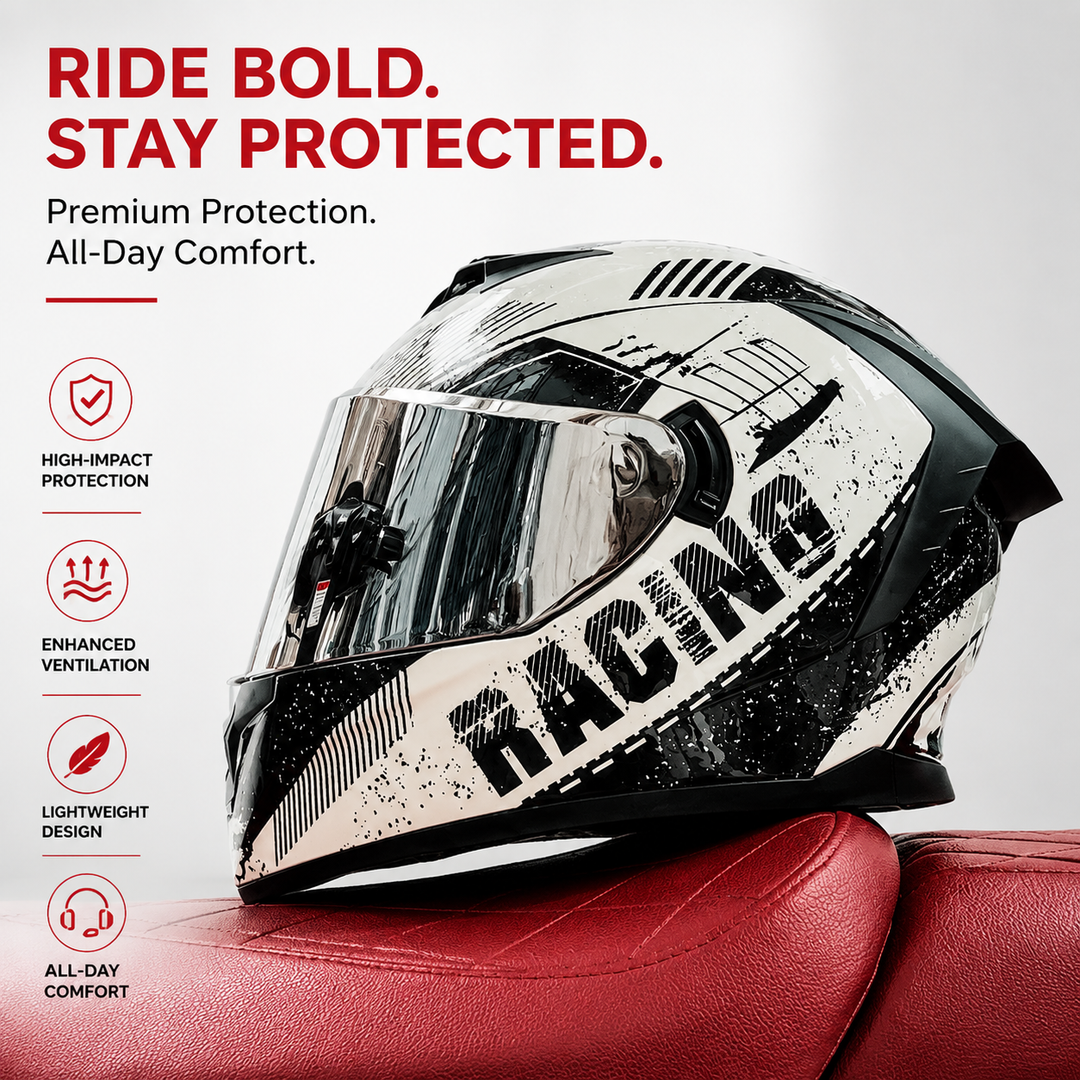 Premium Full Face Motorcycle Helmet Double Lens Inner Sun Visor Lightweight ABS Shell Removable Nose Guard Quick Release Buckle M L XL Sizes